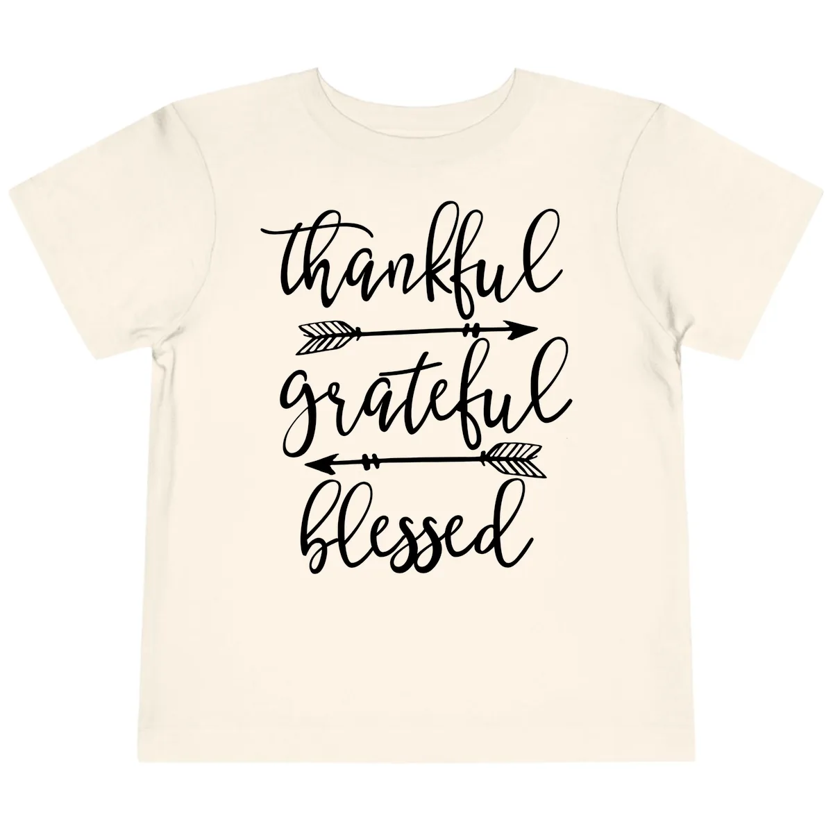 Thankful Grateful Blessed Typography Design Toddler T-Shirt in Natural