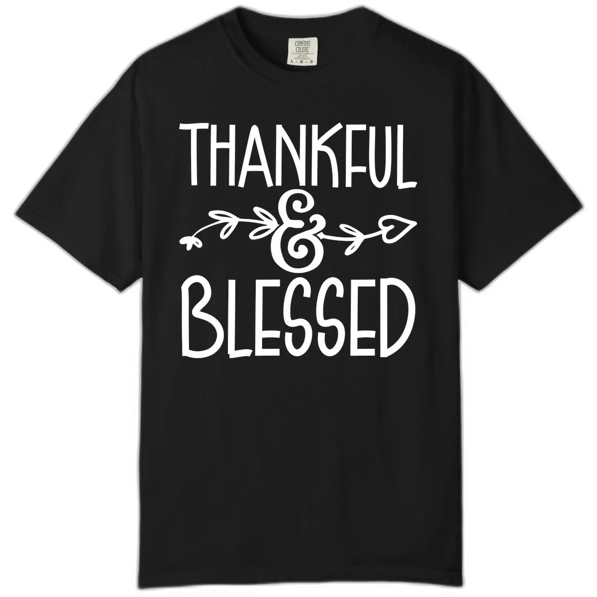 Thankful & Blessed Typography Design Comfort Color in Black