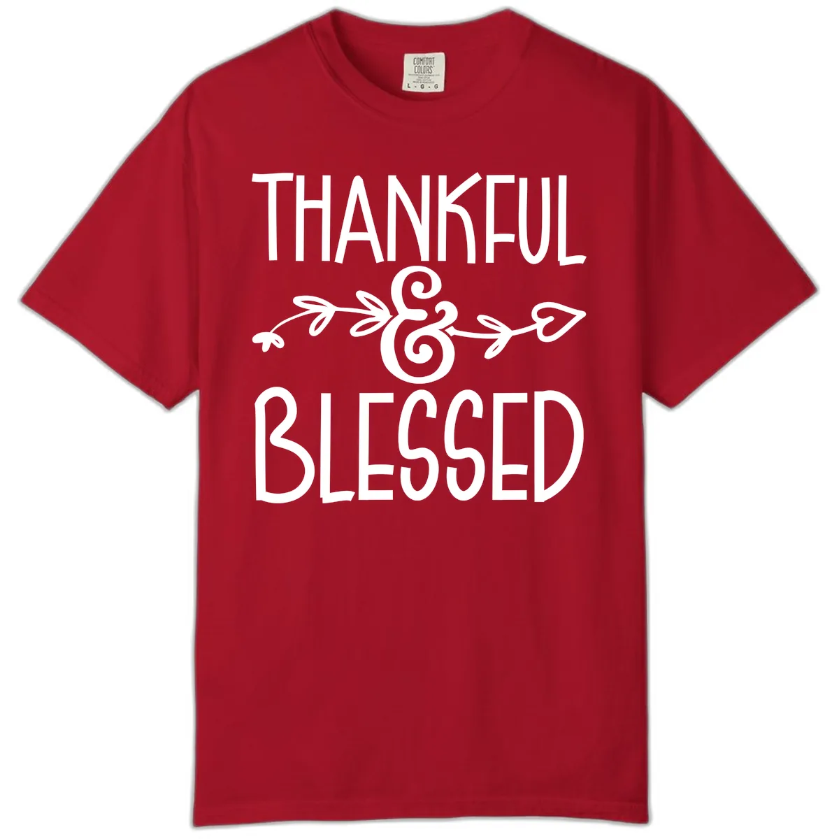 Thankful & Blessed Typography Design Comfort Color in Red