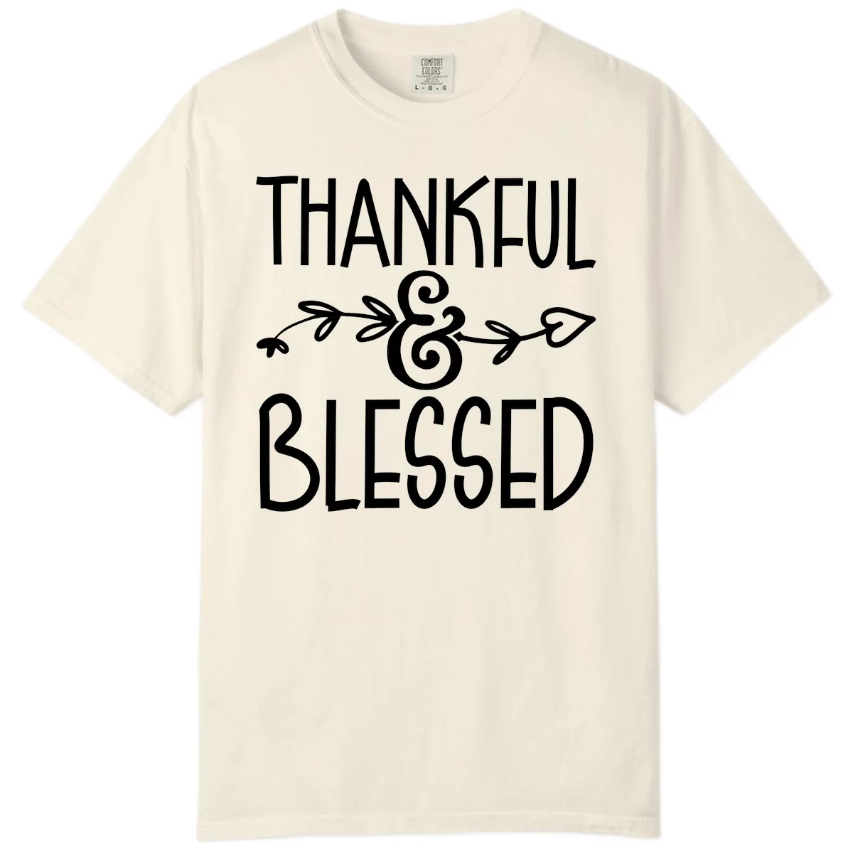 Thankful & Blessed Typography Design Comfort Color in Ivory