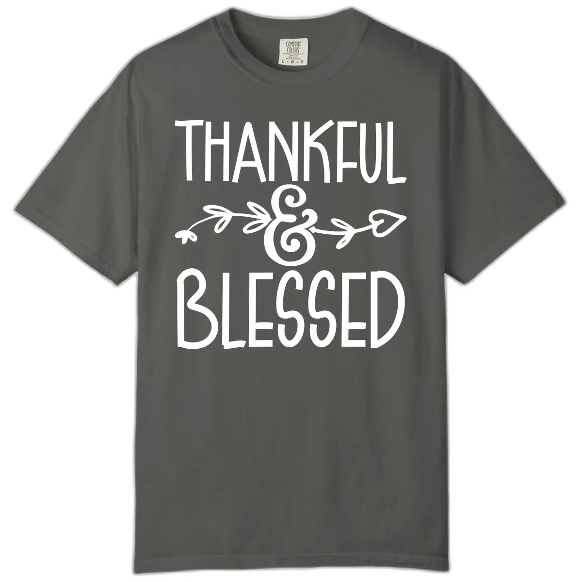 Thankful & Blessed Typography Design Comfort Color in Pepper