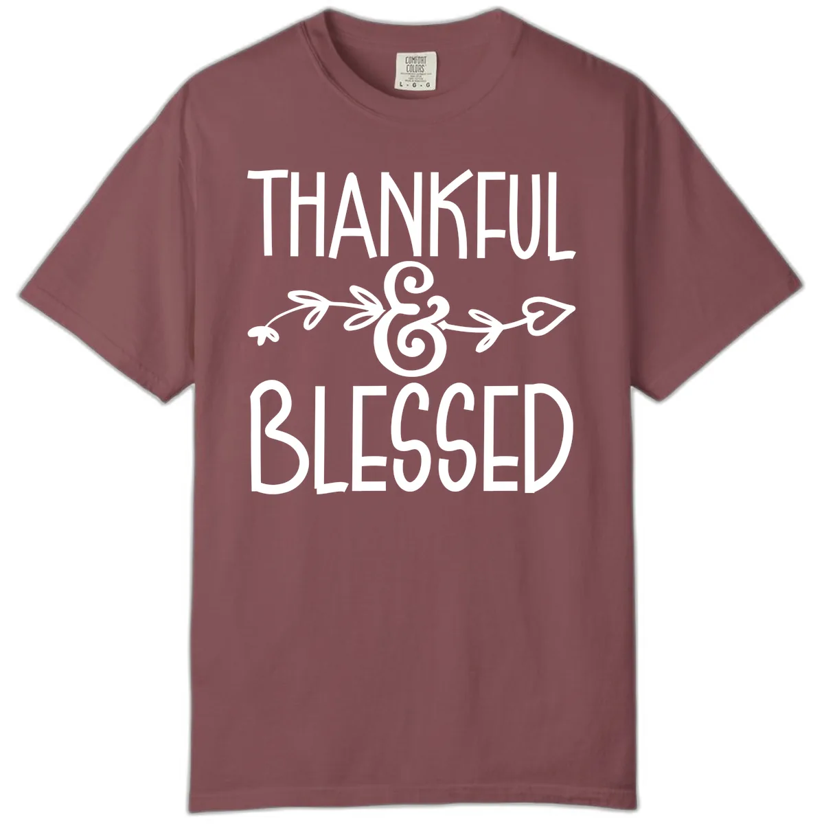 Thankful & Blessed Typography Design Comfort Color in Brick