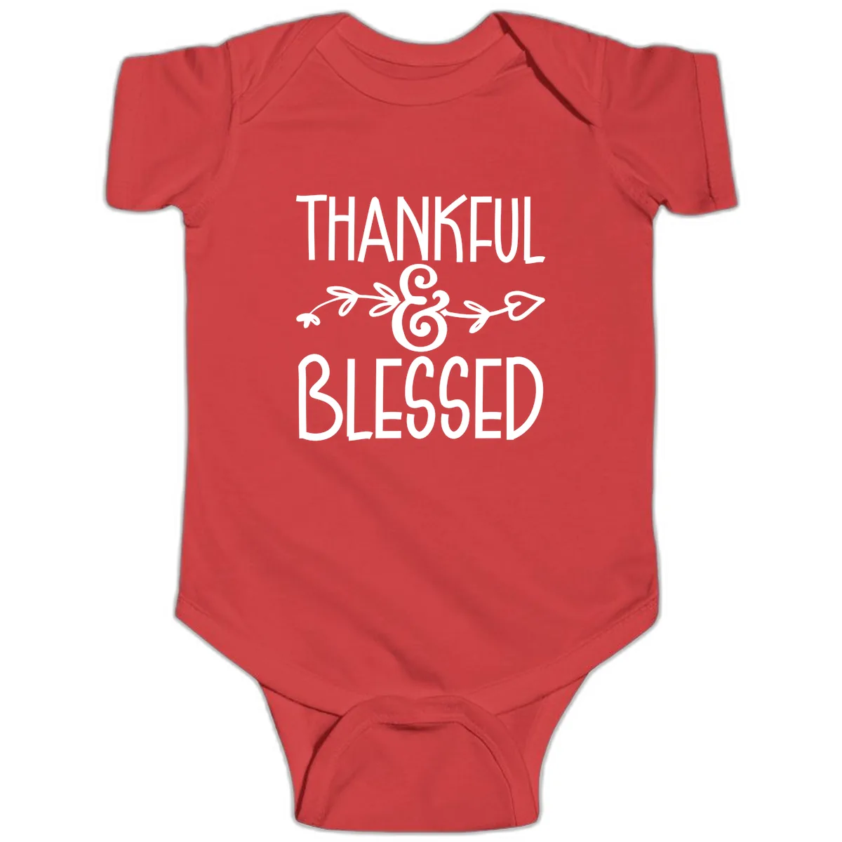 Thankful & Blessed Typography Design Baby Onesie in Red