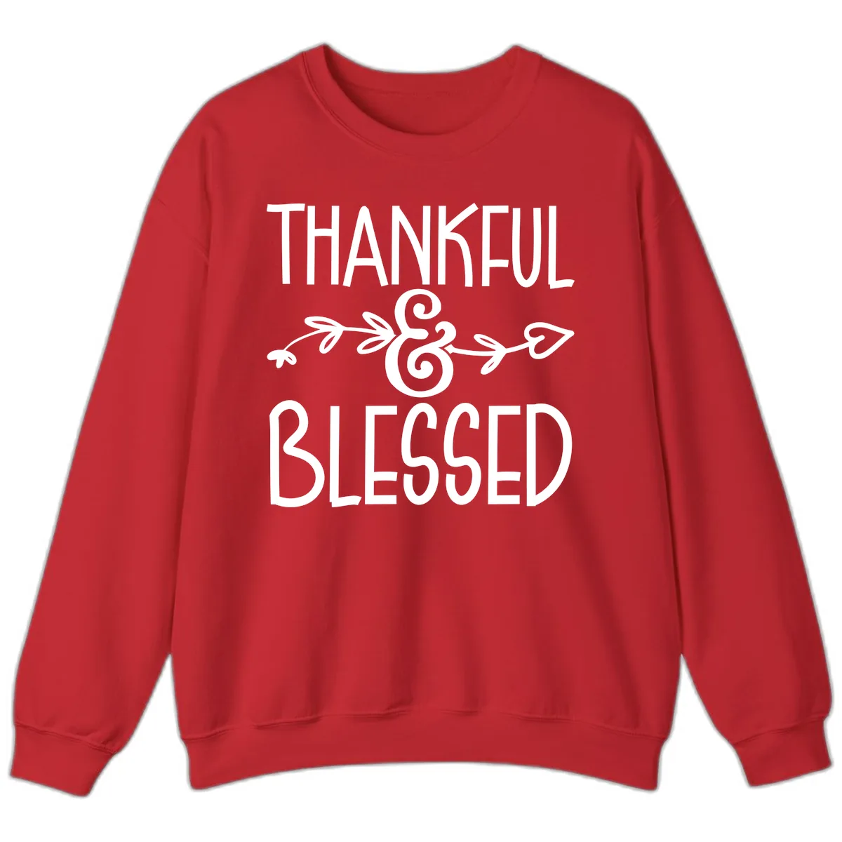 Thankful & Blessed Typography Design Sweatshirt in Red