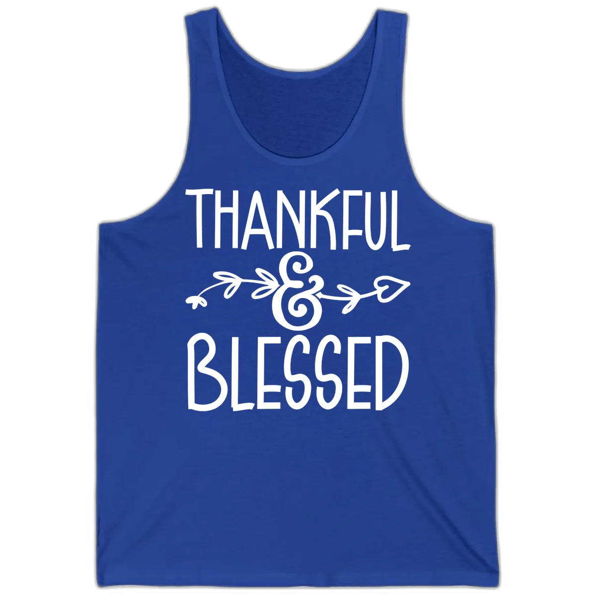 Thankful & Blessed Typography Design Tank in True Royal