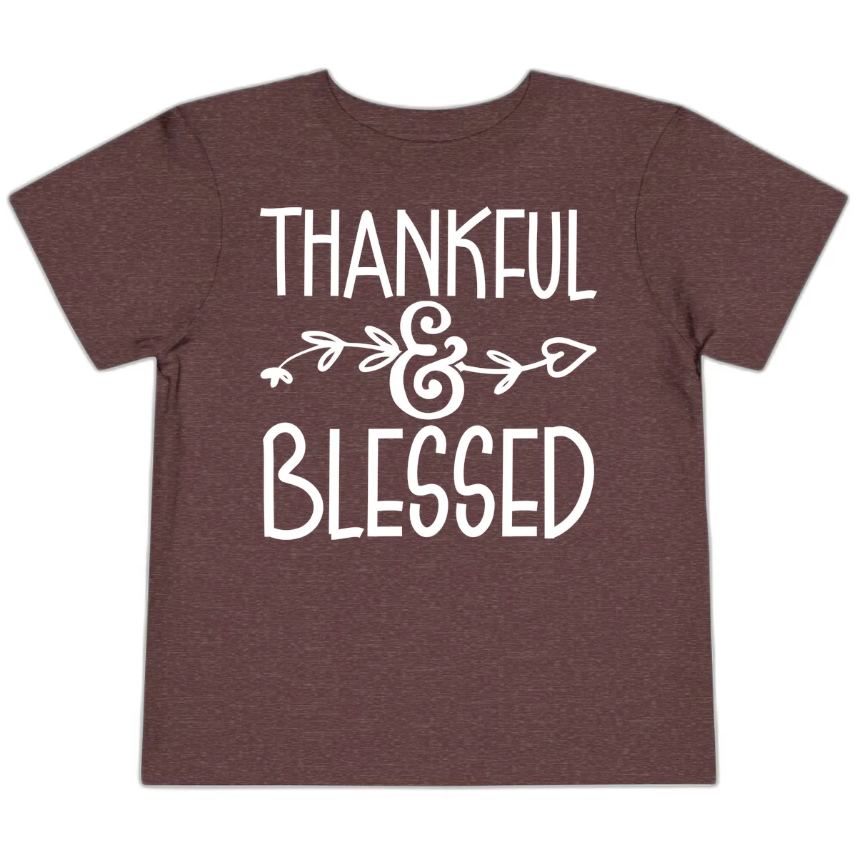 Thankful & Blessed Typography Design Toddler T-Shirt in Heather Maroon