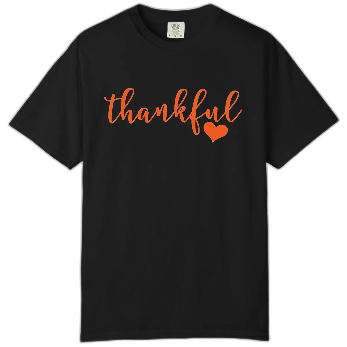 Script Thankful Heart Design Comfort Color in Black