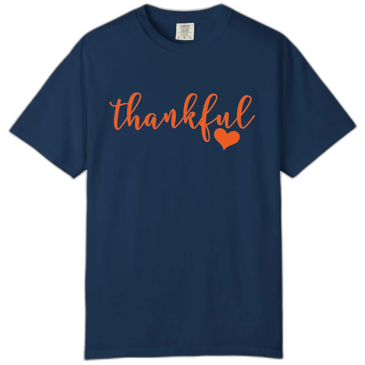 Script Thankful Heart Design Comfort Color in Navy