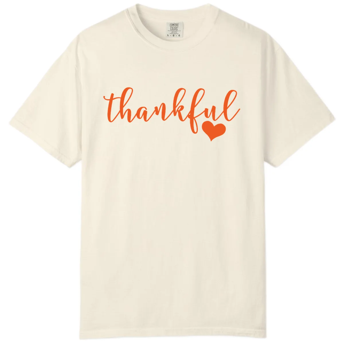 Script Thankful Heart Design Comfort Color in Ivory