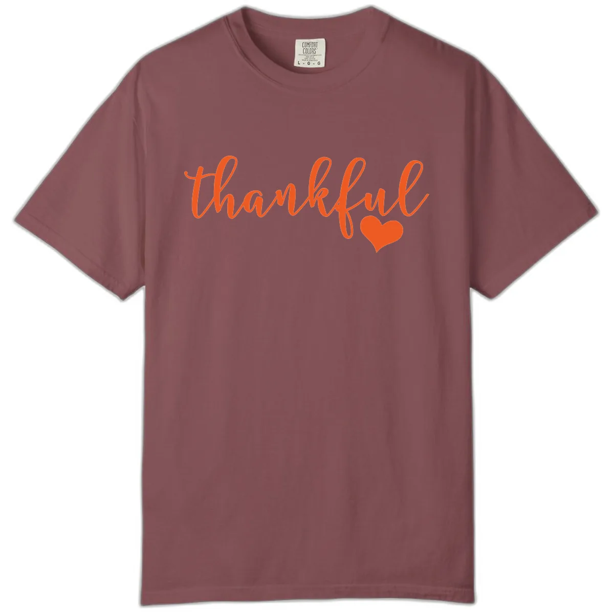 Script Thankful Heart Design Comfort Color in Brick
