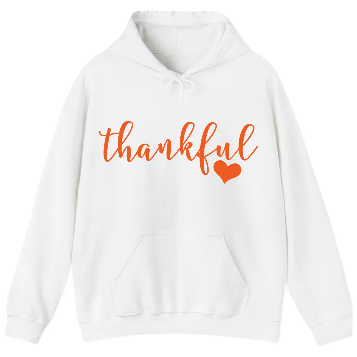 Script Thankful Heart Design Hoodie in White