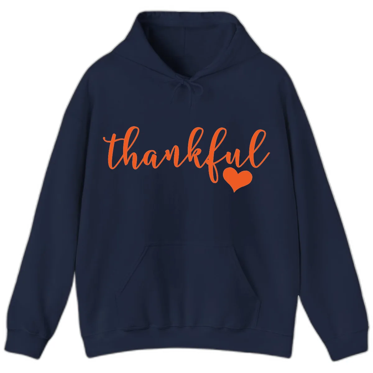 Script Thankful Heart Design Hoodie in Navy
