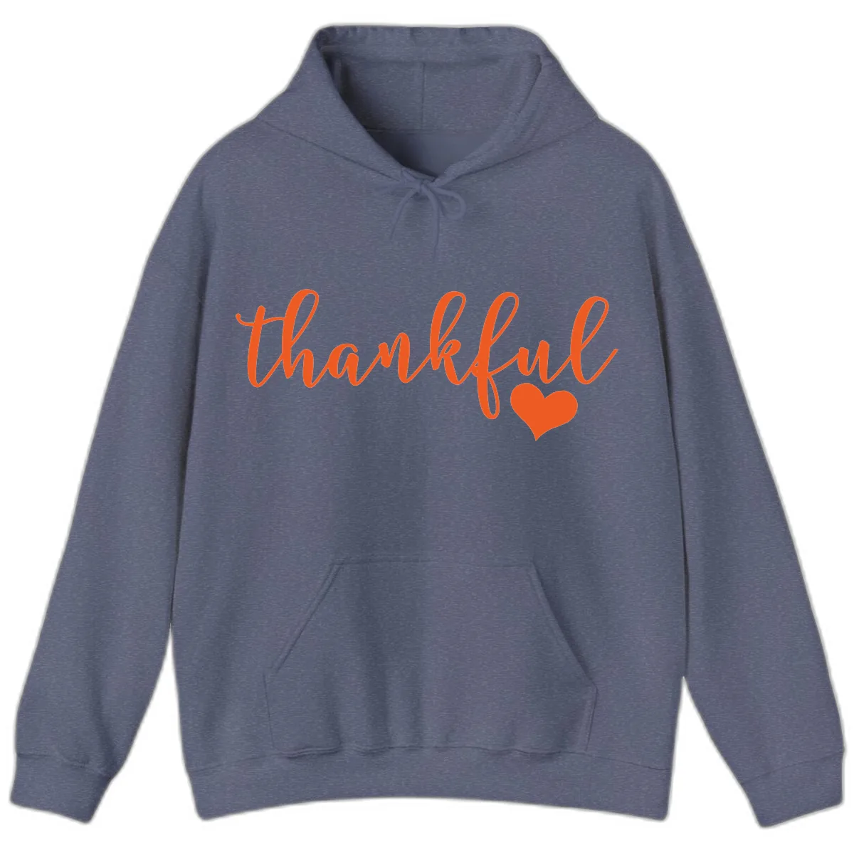 Script Thankful Heart Design Hoodie in Heather Navy