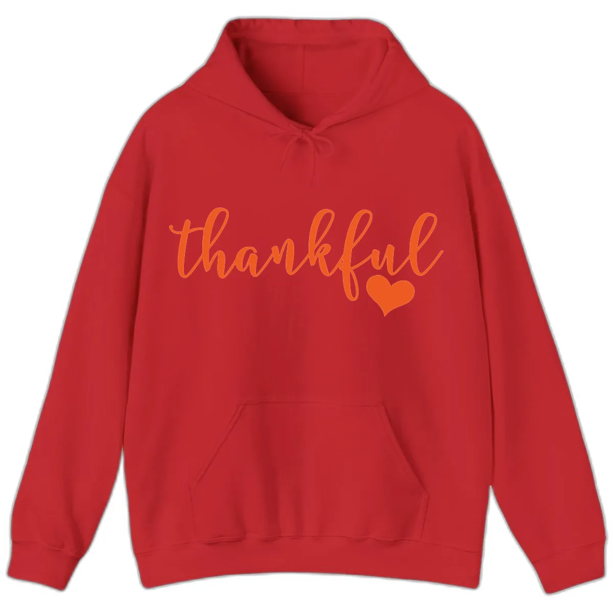 Script Thankful Heart Design Hoodie in Red