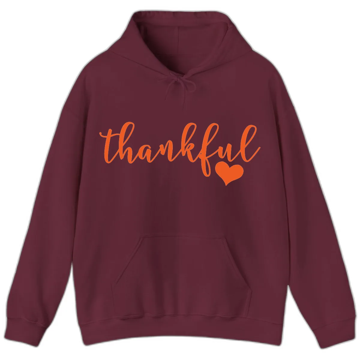 Script Thankful Heart Design Hoodie in Maroon