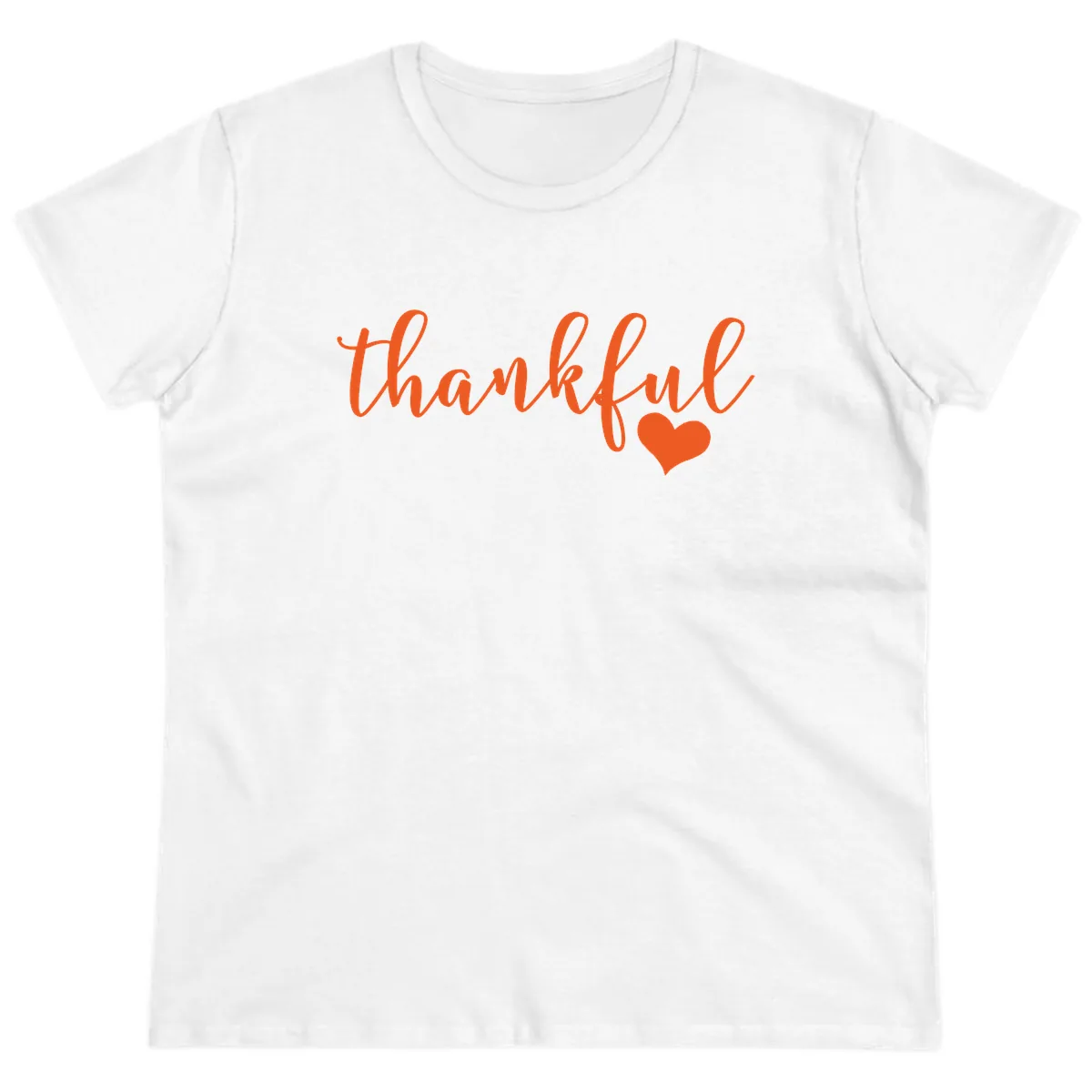 Script Thankful Heart Design Ladies Tee in White