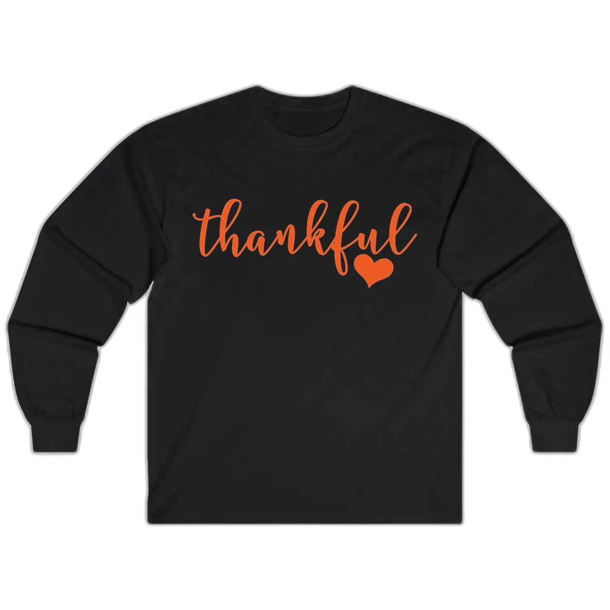 Script Thankful Heart Design Long Sleeve in Black