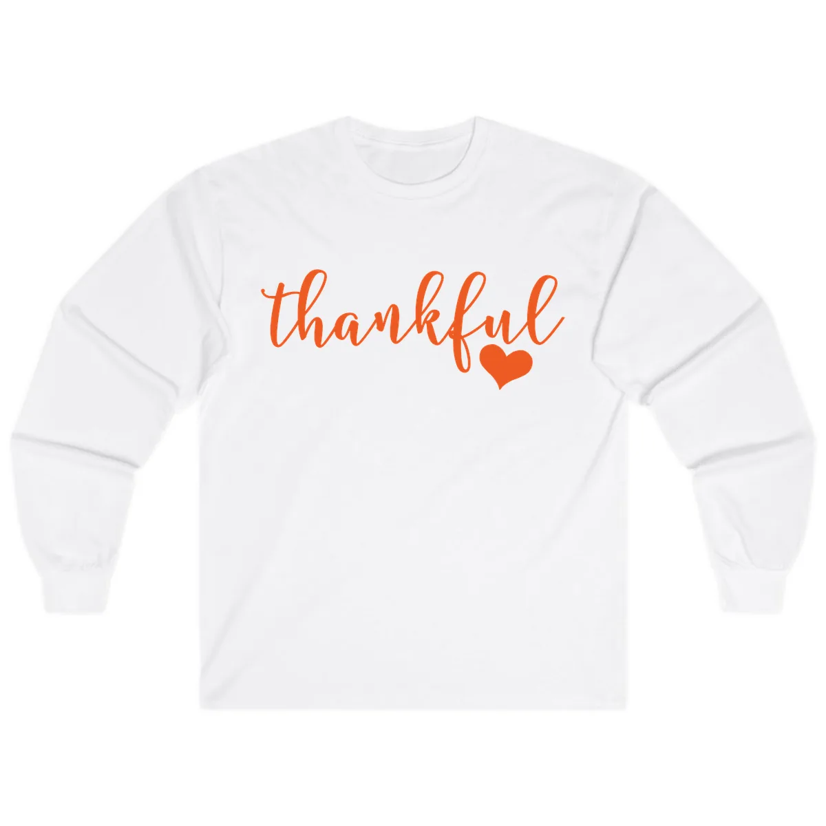 Script Thankful Heart Design Long Sleeve in White