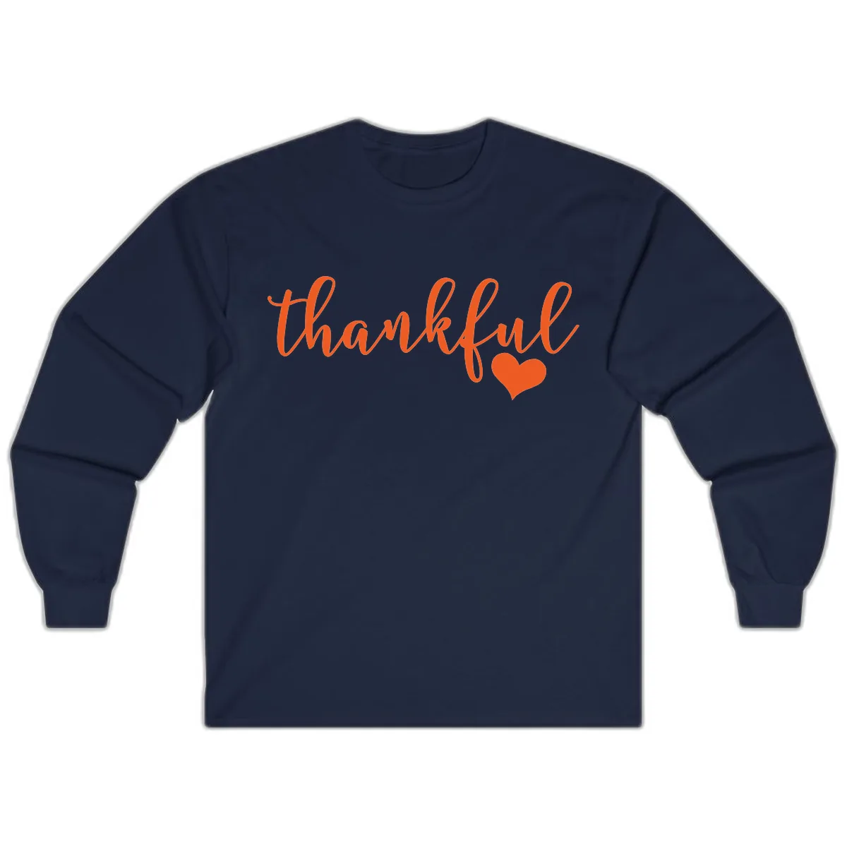 Script Thankful Heart Design Long Sleeve in Navy