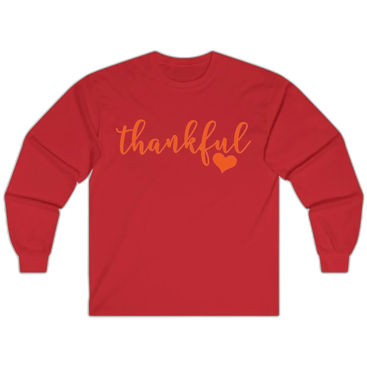 Script Thankful Heart Design Long Sleeve in Red