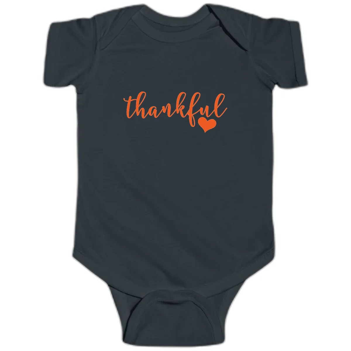 Script Thankful Heart Design Baby Onesie in Black