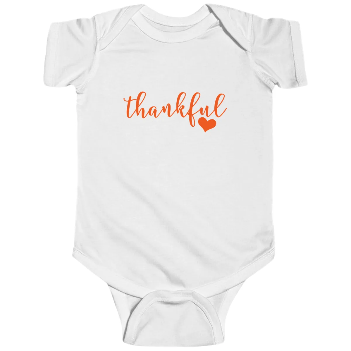 Script Thankful Heart Design Baby Onesie in White