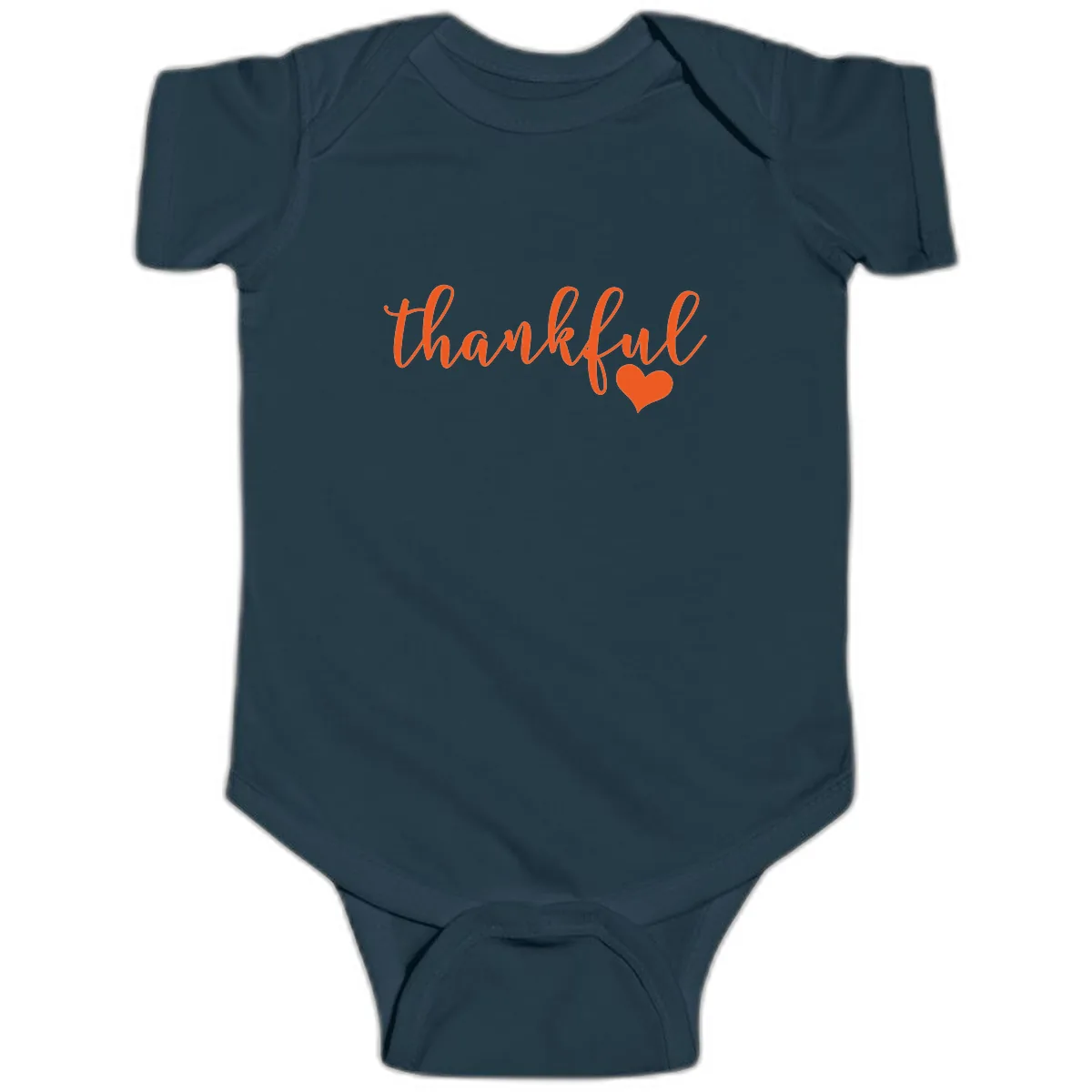 Script Thankful Heart Design Baby Onesie in Navy