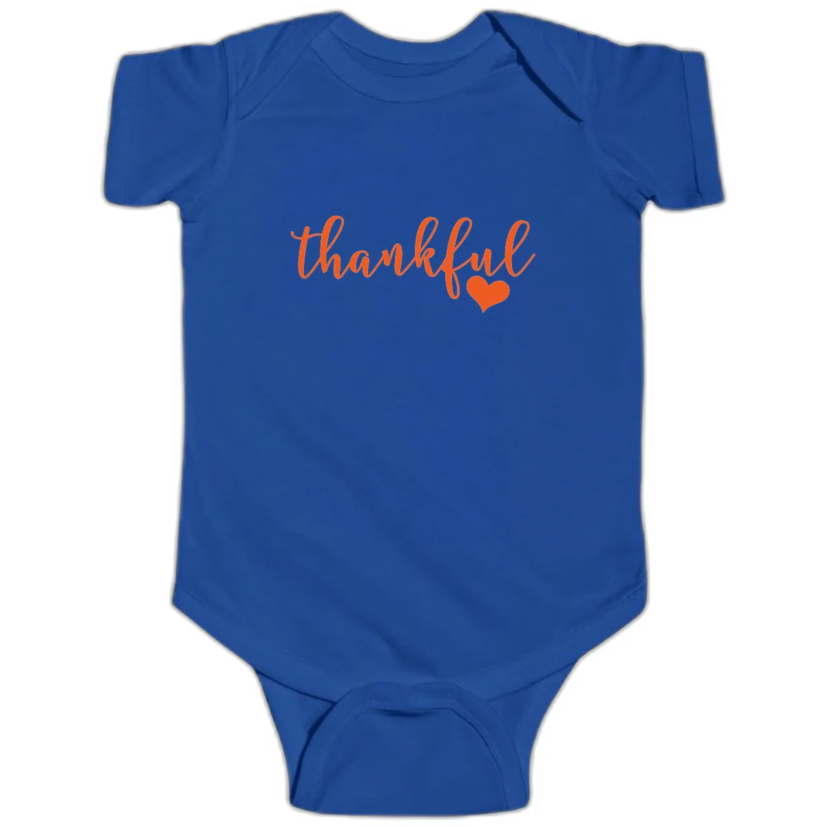 Script Thankful Heart Design Baby Onesie in Royal