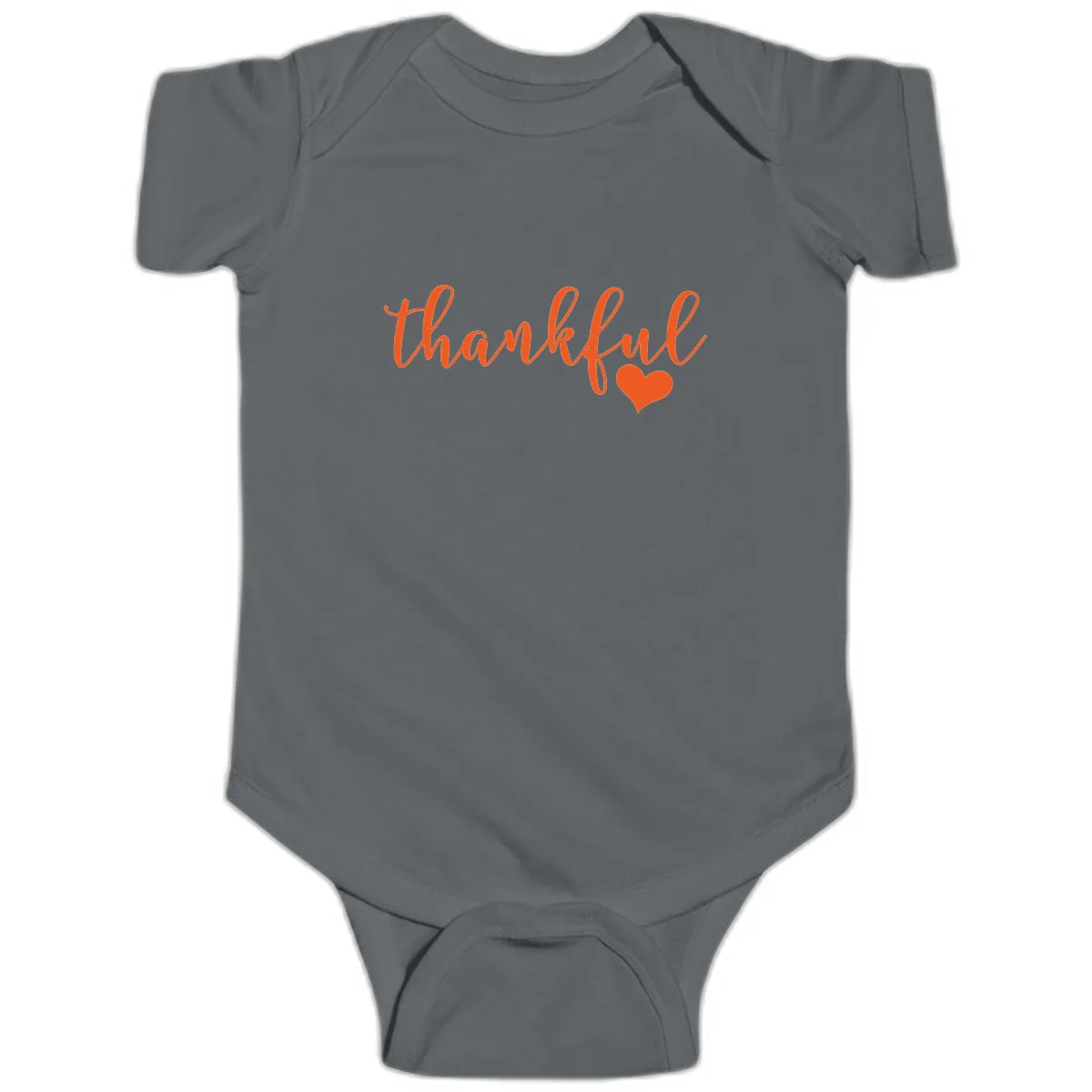 Script Thankful Heart Design Baby Onesie in Charcoal