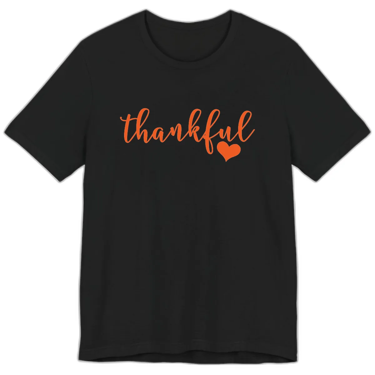 Script Thankful Heart Design Premium T-Shirt in Black