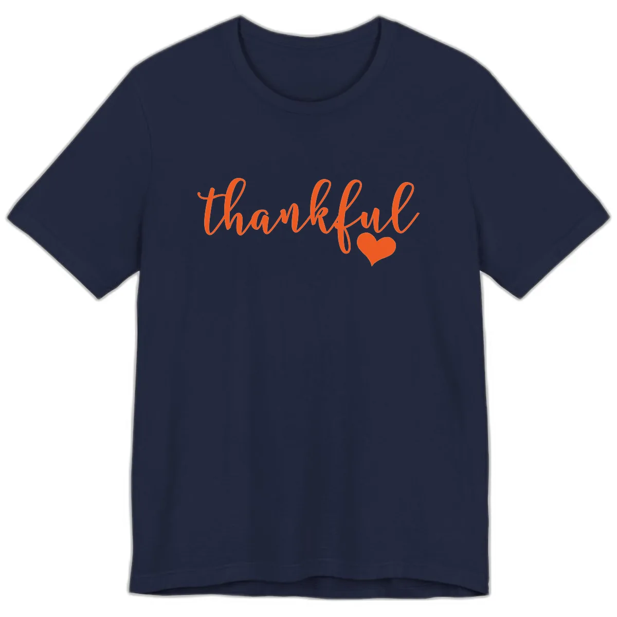 Script Thankful Heart Design Premium T-Shirt in Navy