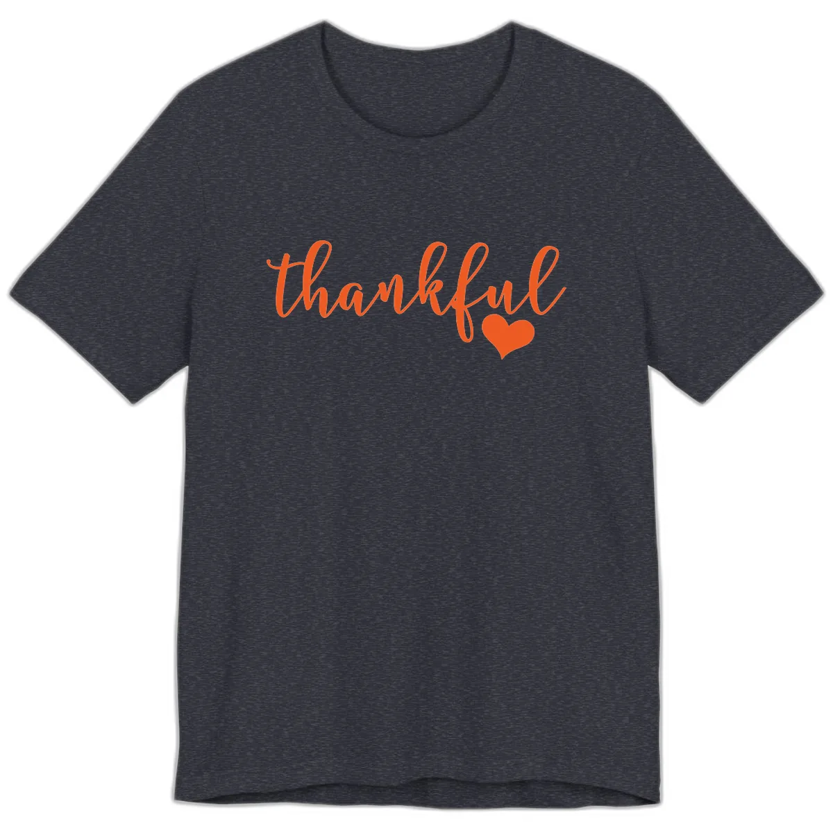 Script Thankful Heart Design Premium T-Shirt in Heather Navy