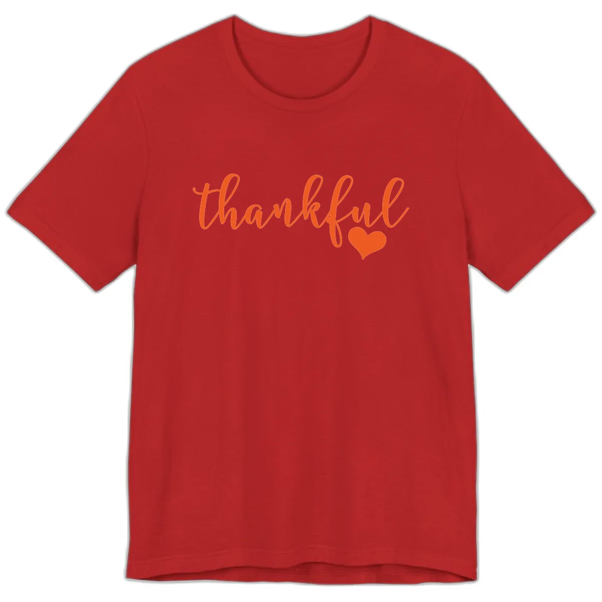 Script Thankful Heart Design Premium T-Shirt in Red