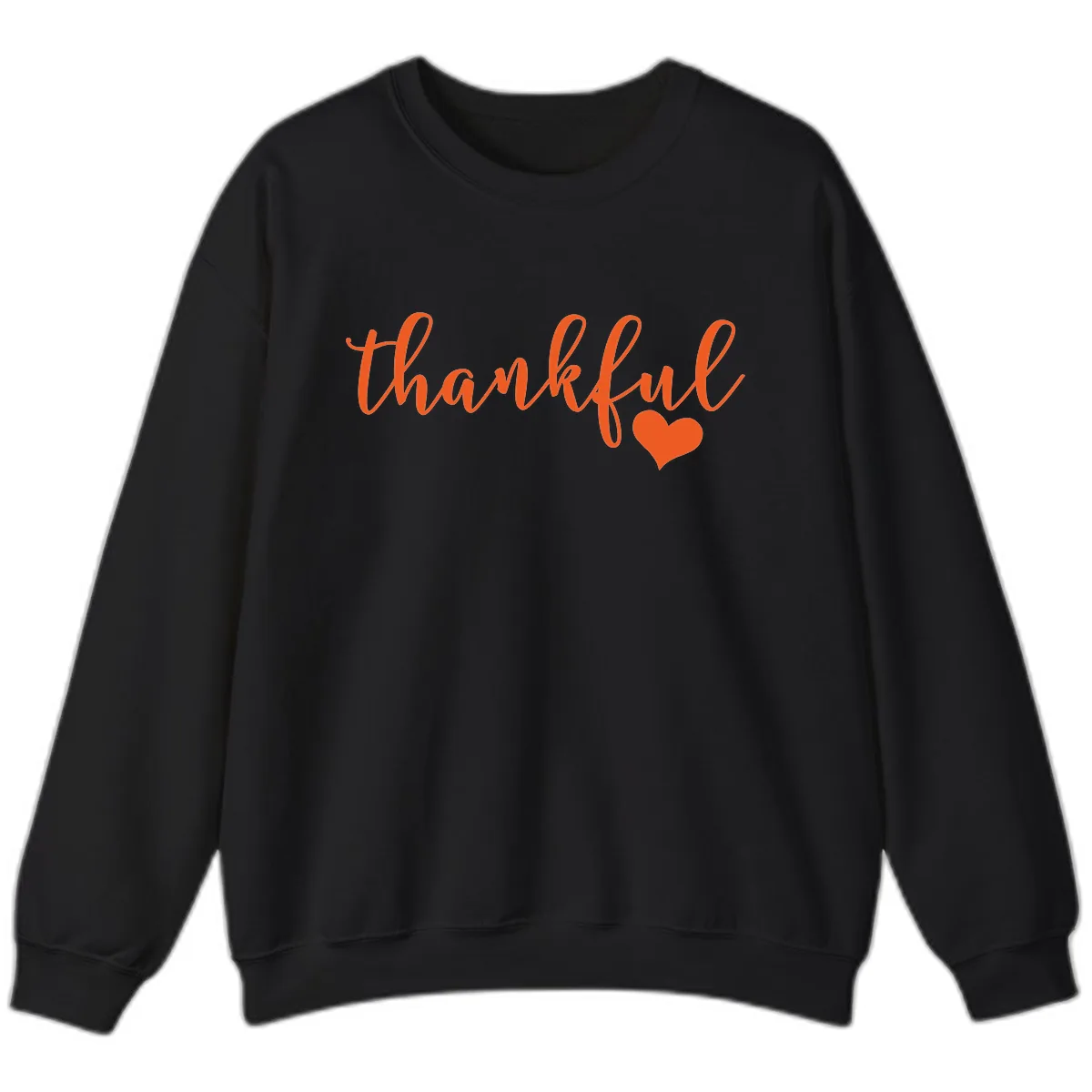 Script Thankful Heart Design Sweatshirt in Black