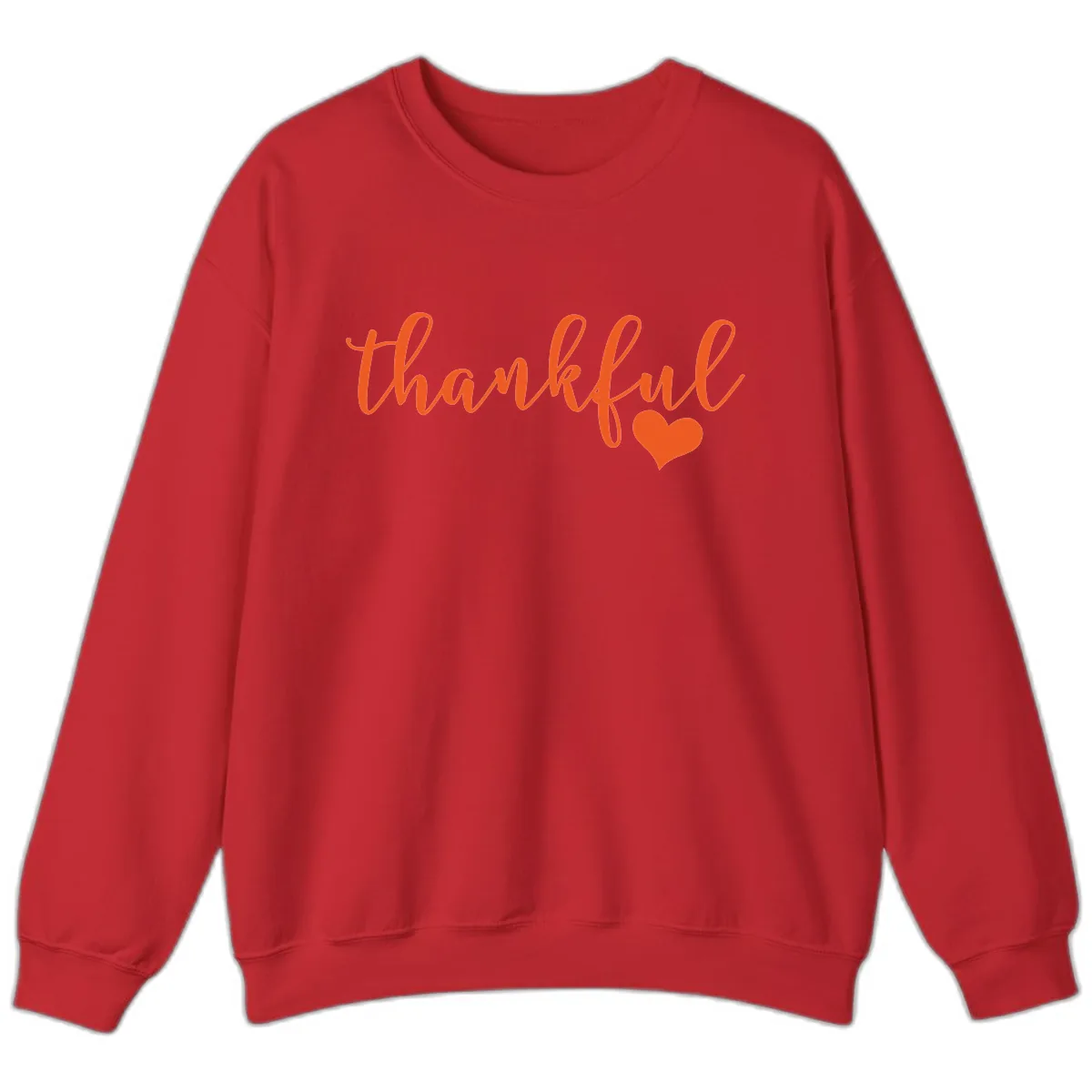 Script Thankful Heart Design Sweatshirt in Red