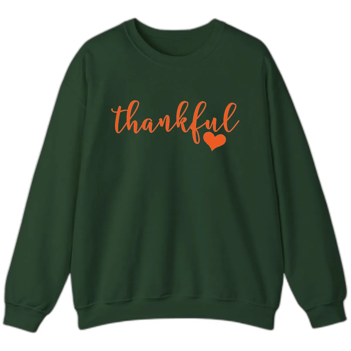 Script Thankful Heart Design Sweatshirt in Forest Green