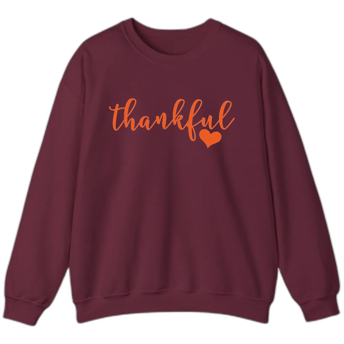 Script Thankful Heart Design Sweatshirt in Maroon