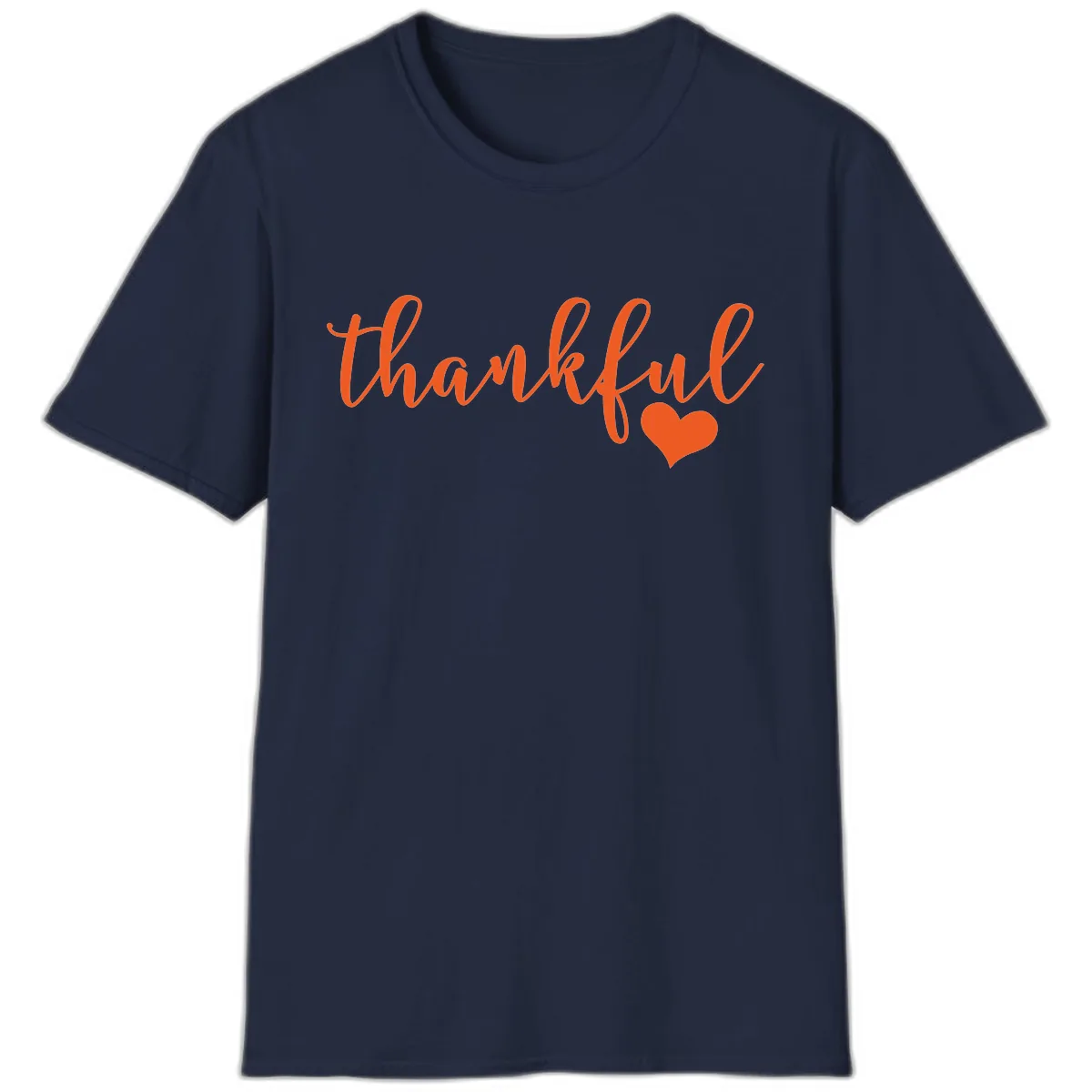 Script Thankful Heart Design T-Shirt in Navy