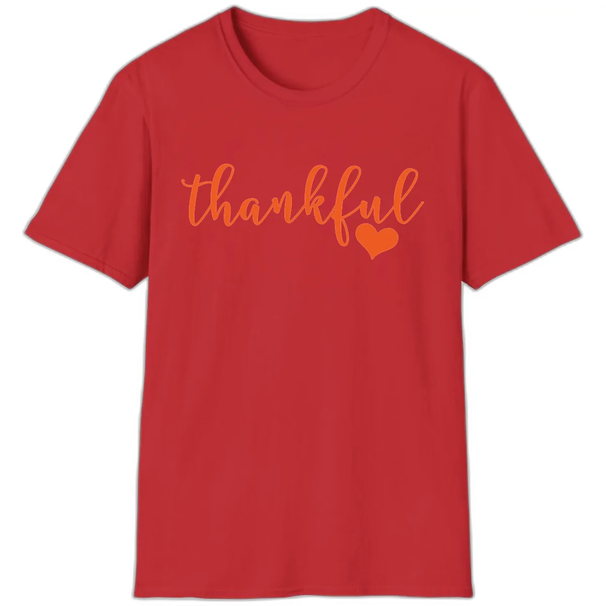 Script Thankful Heart Design T-Shirt in Red