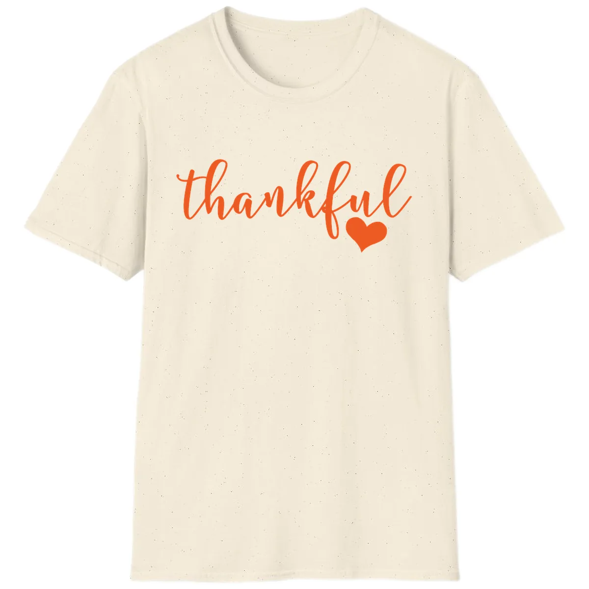 Script Thankful Heart Design T-Shirt in Natural