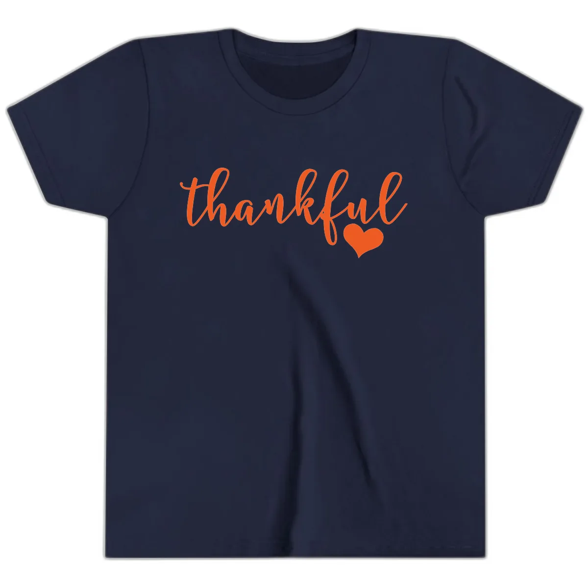Script Thankful Heart Design Youth T-Shirt in Navy