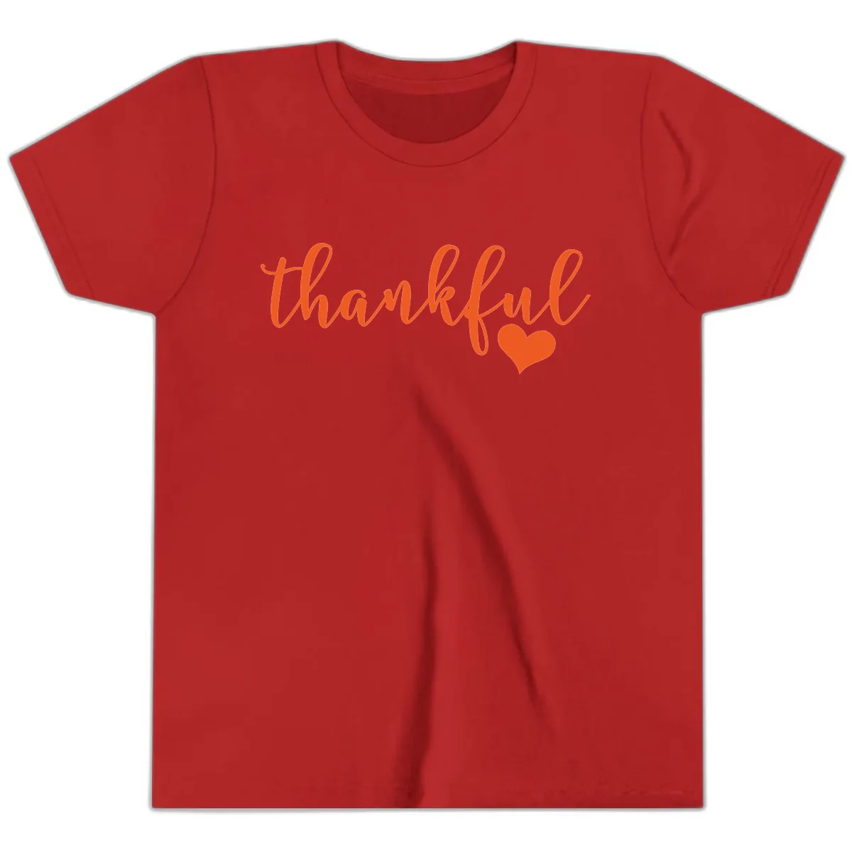 Script Thankful Heart Design Youth T-Shirt in Red