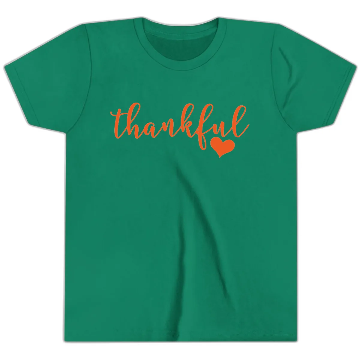 Script Thankful Heart Design Youth T-Shirt in Kelly