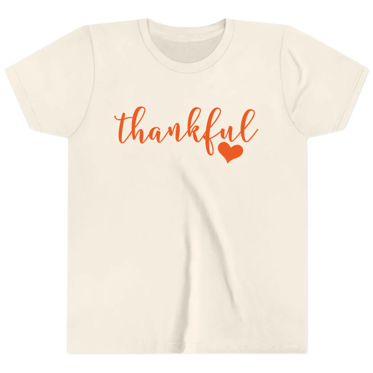 Script Thankful Heart Design Youth T-Shirt in Natural