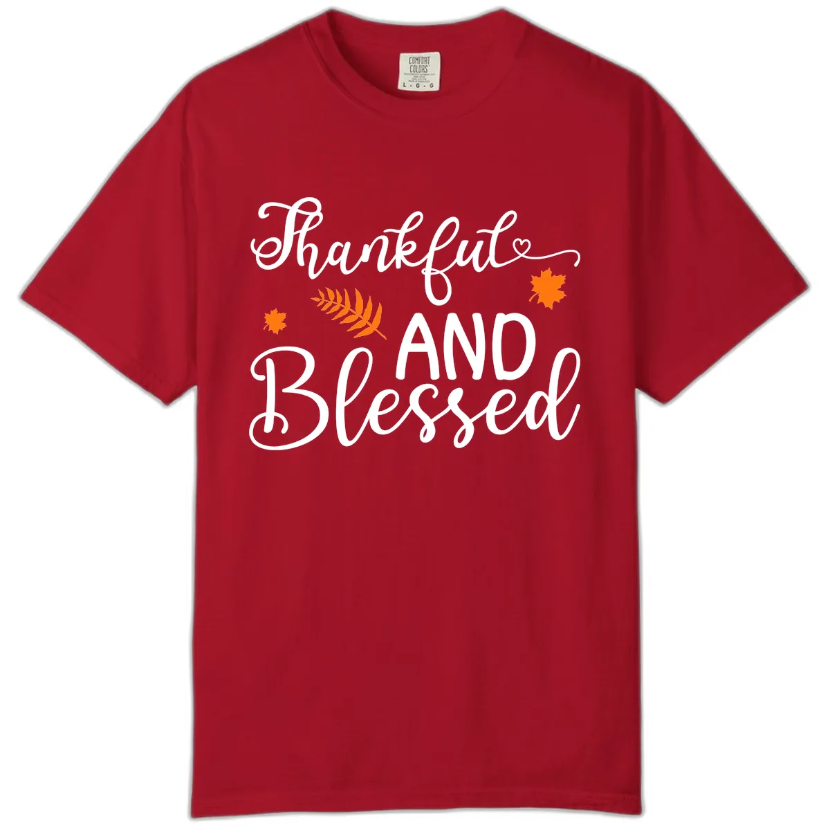 Thankful And Blessed Fall Leaves Comfort Color in Red