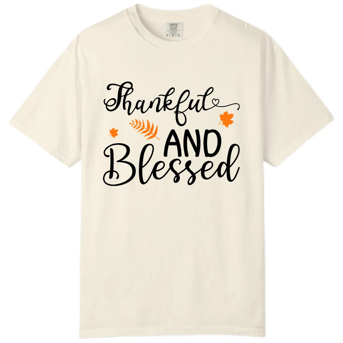 Thankful And Blessed Fall Leaves Comfort Color in Ivory