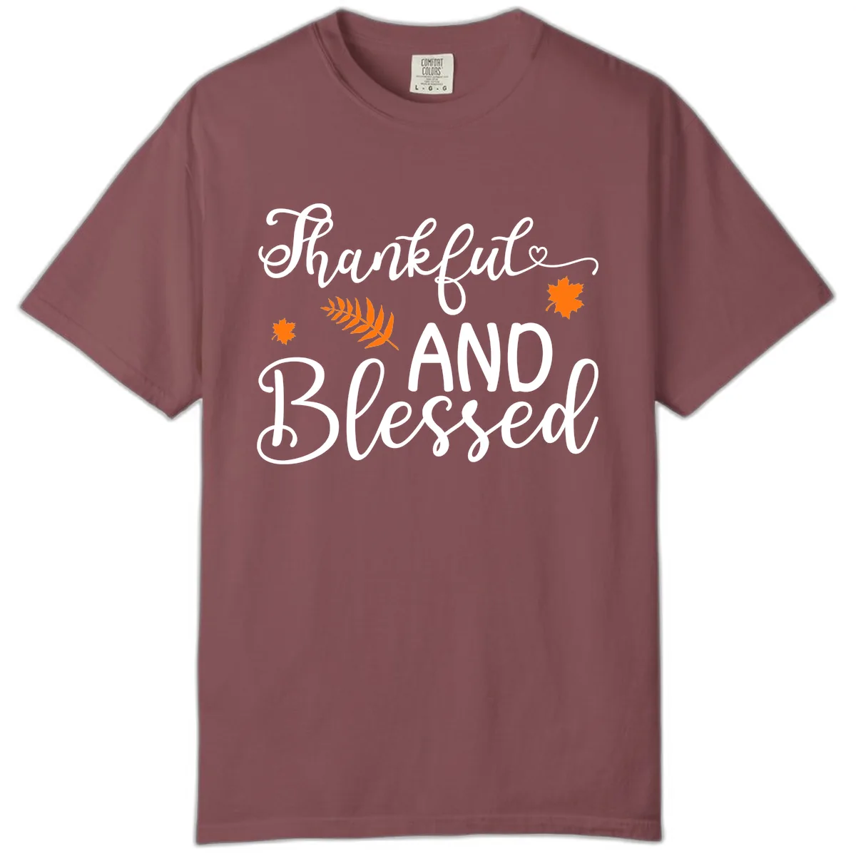Thankful And Blessed Fall Leaves Comfort Color in Brick