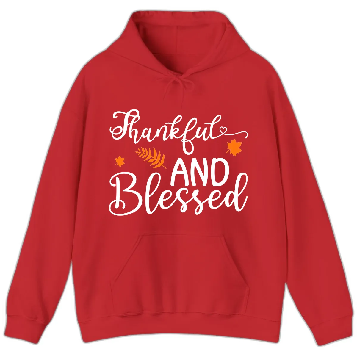 Thankful And Blessed Fall Leaves Hoodie in Red