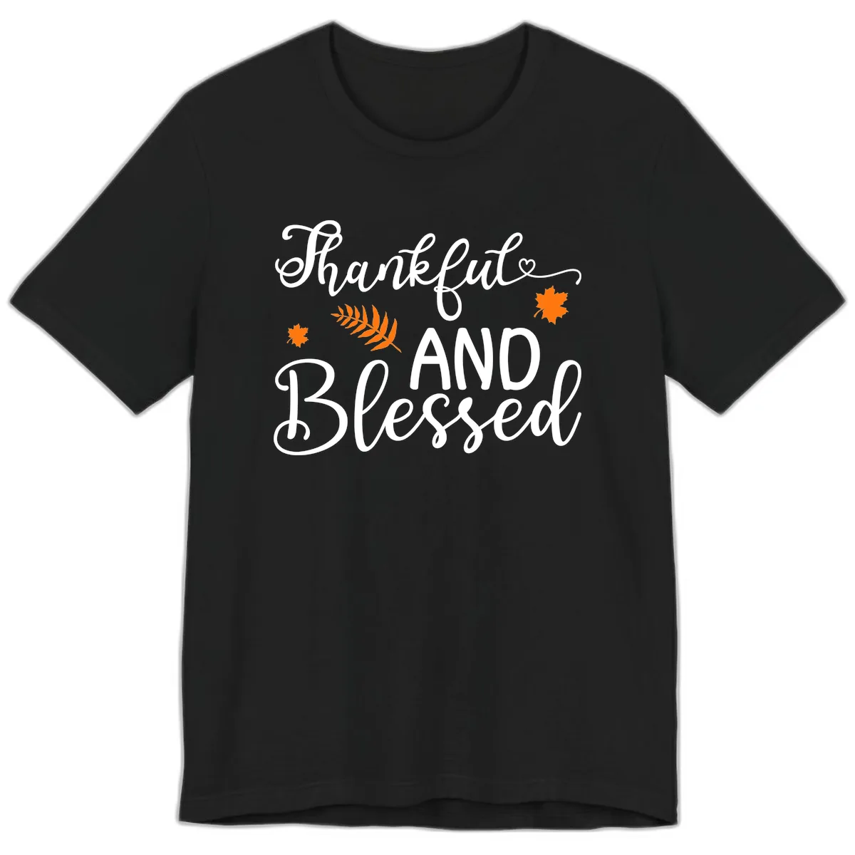 Thankful And Blessed Fall Leaves Premium T-Shirt in Black