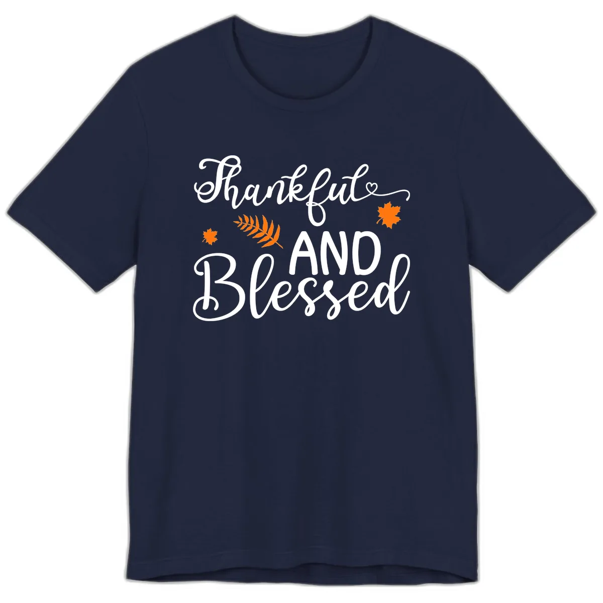 Thankful And Blessed Fall Leaves Premium T-Shirt in Navy